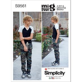 Simplicity Boys' Top, Pants and Shorts Sewing Pattern Kit, Code S9561, Sizes 8-10-12-14-16, Multicolor