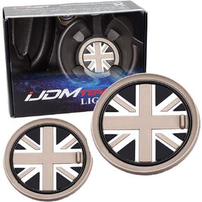iJDMTOY Black/White 73mm Checker Pattern Style Silicone Insert Mats Compatible with Mini Cooper R55 R56 R57 R58 R59 Front Console Drink Holders