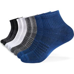 Men's Quarter Athletic Cotton Socks 8 Pairs with Arch Support Breathable Cushioned Running Sports Socks