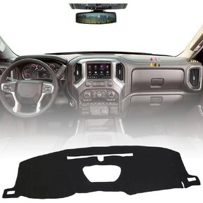 غطاء لوحة القيادة الداخلية مخصص متوافق مع Chevy Silverado 2019-2022، حصيرة غطاء لوحة القيادة غير قابلة للانزلاق تناسب GMC Sierra 1500 2500HD 3500HD 2019-2022 واقي حصيرة لوحة القيادة ظلة بدون وهج أسود in Kuwait