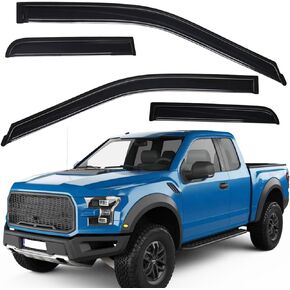 Lightronic WV94974 Outside-Mount Side Window Deflectors & Visor Rain Guard, Dark Smoke, 4-Pieces Set, Fits 2015-2024 Ford F-150, 2017-2020 Ford F-150 Raptor, 2017-2024 Ford F-350 Super Duty, SuperCab