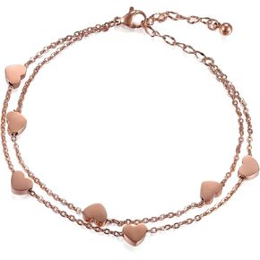 Cupimatch Women Stainless Steel Heart Love Charm Bracelet, Adjustable Wrist Link Chain in Kuwait