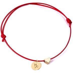 Love Heart Constellation Bracelet for Women Handmade Braided Rope Round Disc Coin Zodiac Bracelet Charm Fashion Red String Friendship Bracelet Jewelry