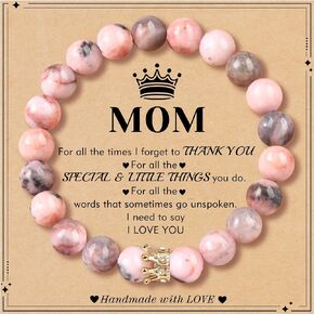 Mom Bracelet Mothers Day Gifts for Mom Grandma Nana Bonus Mom Nature Stone Beaded Bracelet Jewelry Birthday Gifts for Daugther Sister Friends Graduation Gift