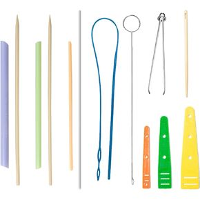 13PCS Drawsting Threader Set, Loop Turner Sewing Tool Fabric Tube Turner Metal Tweezers Elastic Drawstring Threader for Fabric String DIY Knitting Accessories