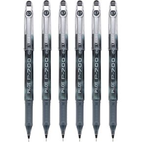 Pilot P-700 Rollerball Stick Gel Pen, Black Ink, Fine 0.7 mm, 6 Pens