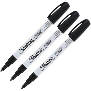 Sharpie Oil-Based Paint Marker, Fine Point, Pack of 3 (Black)