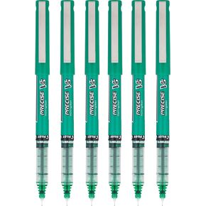 Pilot Precise V5 Roller Ball Stick Pens, 0.5mm, Extra Fine, Green Ink, 6-Count