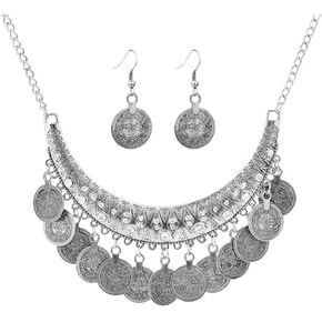 choice of all Gypsy Jewelry for Women Ethnic Gypsy Bib Chunky Festival Statement Coin Necklace and Earrings Set Gypsy Costume Jewelry for Women…
