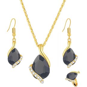 Necklace and Earring Sets for Women Girls Earrings Gold Plated Crystal Pendants Necklace Fashion Jewelry