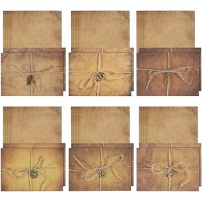 PATIKIL Vintage Gift Card Envelopes Set, 24 Set 150 G V Flap Christmas Card Envelope with Letter Rose Sun Accessories for Birthday Wedding, Retro