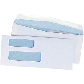 Quality Park #9 Security Envelopes, Double Window, Invoices and QuickBooks Statements, 3-7/8 x 8-7/8 Inches, Gummed, 24 lb White, 500/Box (QUA24527)