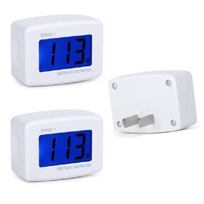قم بتوصيل مقياس الجهد الكهربي، جهاز قياس الجهد الكهربي الرقمي RV LCD من Eversame AC 80-300 فولت، تيار متردد 110 220 فولت، لوحة الجهد الكهربي، جهاز قياس اختبار الجهد الكهربي للتوصيل المنزلي بمنفذ لقياس الجهد الكهربي (3 عبوات)