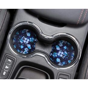 YR 2.75 Inches Car Coasters for Drinks Absorbent, Cute Car Coasters for Women, Removable Cup Holder Coaster for Your Car, Auto Accessories for Women & Girls, Set of 2 -Leopard