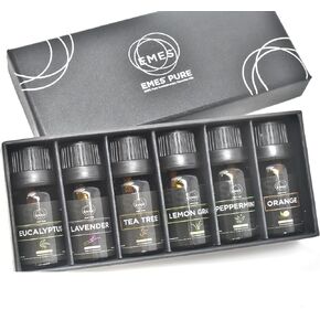 Pure Essential Oil Gift Set | Natural Therapeutic Grade Oils for Diffuser, Skin Care, Massage, Home Fragrance, Humidifier, Aromatherapy | Proudly Made in The USA | 6 Pack