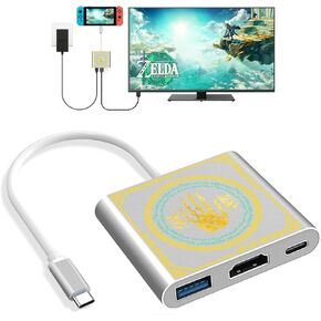Switch Docking Station for Nintendo Switch,Portable Switch Dock with HDMI TV USB 3.0 Port and USB C for with Nintendo Switch OLED/Steam Deck/MacBook and More Type C Adapter