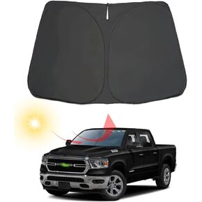 Car Front Windshield Sun Shade Foldable Sunshade Protector Custom Fit for Dodge RAM ProMaster 2014-2023 Full Size Cargo Van Chassis Cab Cutaway Window Van Interior Accessories(Black)