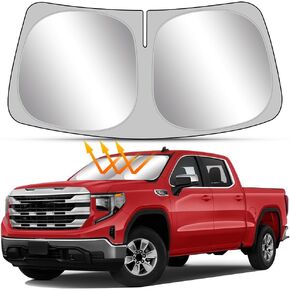 Car Sun Shade for 2019-2024 GMC Sierra 1500 2500 3500 2500HD 3500HD Pickup Truck Auto Interior Accessories Foldable Sunshade Windshield Visor Cooler Protector Front Windows Cover Shield