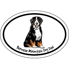 WickedGoodz Oval Bernese Mountain Dog Dad Vinyl Decal - Dog Breed Bumper Sticker - for Laptops Tumblers Windows Cars Trucks Walls