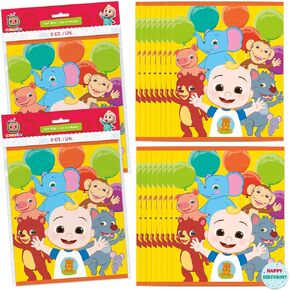 Unique CoComelon Party Favors Goodie Bags | Pack of 16 & Sticker | Cocomelon Birthday Decorations