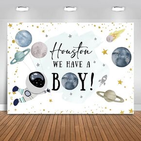 Mocsicka Outer Space Baby Shower Backdrop Galaxy Blue Planets It's a Boy Background Houston Astronaut Baby Shower Party Cake Table Decoration Photo Booth Props (7x5ft)