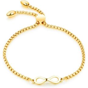 Infinity 8 Charm Link Bracelets for Women Girls Adjustable Slide Chain Gold Silver Rose Gold Stainless Steel