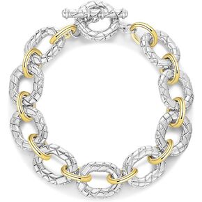 Wire Cable Bracelets for Women - Silver and Gold Bracelet Circle Chain - Twisted Cable Bracelet Link Two Tone Jewelry Gifts Girls