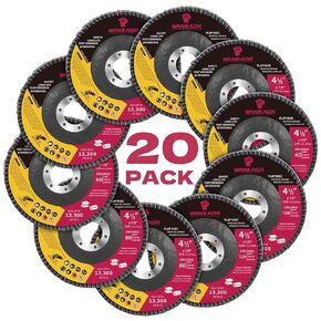 40/60/80/120 Mixed Grit Zirconia Flap Disc 4-1/2" x 7/8-Inch Abrasive Sanding Disc Bevel Type 29 Angle Grinder Edge Grinding Wheel for Stainless Steel and Metal 13300 RPM (Pack of 20)