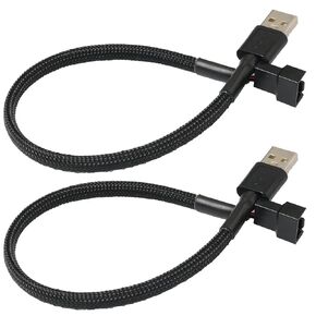 2pcs USB to 3-Pin/4-pin PWM 5V USB Sleeve Fan Power Adapter Cable 11.8" Case Fan Adapter Connector Cable