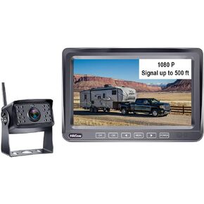 4Ucam HD 1080P Digital Wireless Backup Camera + 7" DVR Monitor Quad-View Compatible for Furrion FOS48T-BL/FOC12TA/FRCBRKT-BL Pre-Install Mounting for RV, Truck, Trailer, 5th Wheels IR Night Vision