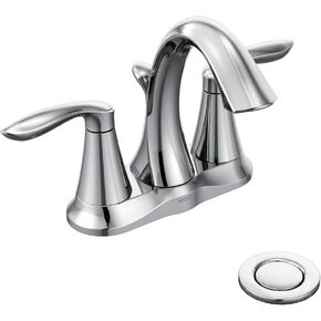 Moen Eva Oil-Rubbed Bronze Two-Handle Centerset Lavatory Faucet with Drain Assembly, Sink Faucet Bathroom 3-Hole for Standard 4-inch Countertop Setup, 6410ORB, 0.5
