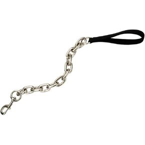 Coastal - Giant Chain Dog Traffic Leash with Nylon Handle, Black, 1" x 30"