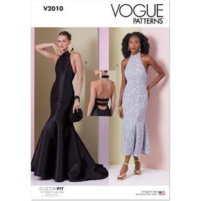 Vogue Misses' Close-Fitting Dress Sewing Pattern Packet, Design Code V2010, Sizes 6-8-10-12-14, Multicolor
