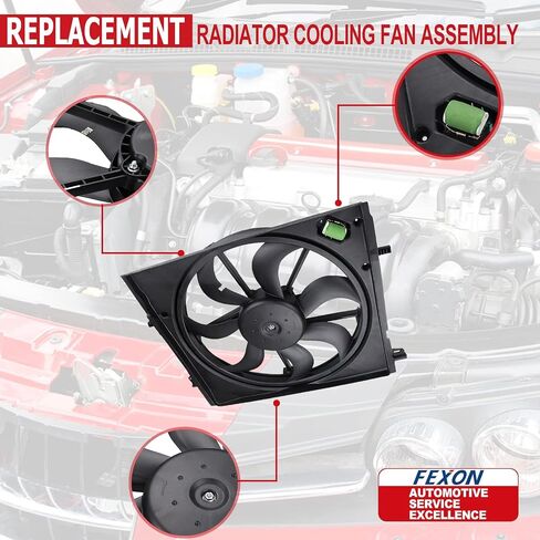 Radiator Cooling Fan Assembly Replacement for 2017 2018 2019 Nissan Rogue Sport 2.0L Replaces # 214816MA0A in Saudi Arabia