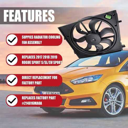 Radiator Cooling Fan Assembly Replacement for 2017 2018 2019 Nissan Rogue Sport 2.0L Replaces # 214816MA0A in Saudi Arabia