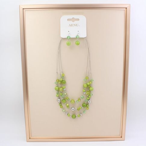 Illusion Wired Beads Necklaces Set 3 Layered Colorful Beaded Statement Necklaces Bohemian Western Jewelry Handmade Choker Necklace and Earrings Set for Holiday Gifts in Saudi Arabia