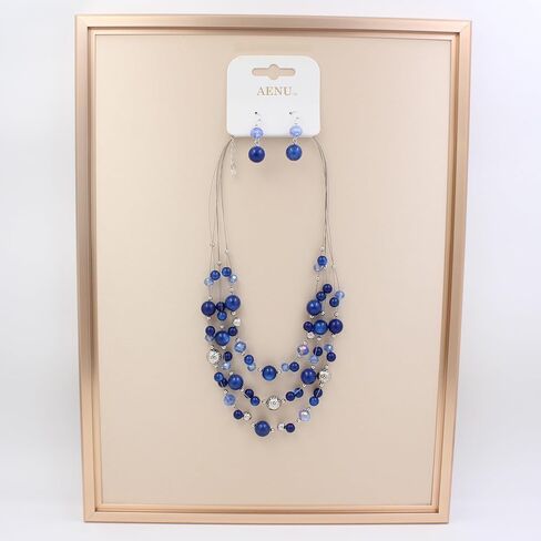 Illusion Wired Beads Necklaces Set 3 Layered Colorful Beaded Statement Necklaces Bohemian Western Jewelry Handmade Choker Necklace and Earrings Set for Holiday Gifts in Saudi Arabia