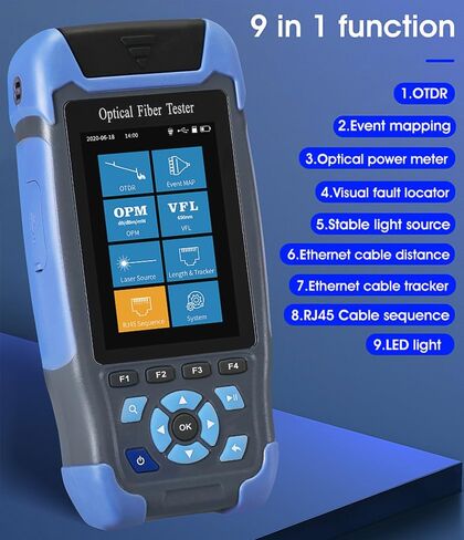 5 in 1 Mini-Pro Live 1550nm SM OTDR Mulit-Function Tester Built in OPM/OLS/VFL/LED Test Rang 10m-80Km Dynamic Range 20dB Connector SC/APC (YD-2600-APC) in Kuwait