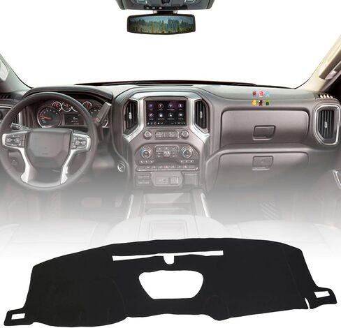 غطاء لوحة القيادة الداخلية مخصص متوافق مع Chevy Silverado 2019-2022، حصيرة غطاء لوحة القيادة غير قابلة للانزلاق تناسب GMC Sierra 1500 2500HD 3500HD 2019-2022 واقي حصيرة لوحة القيادة ظلة بدون وهج أسود in Kuwait