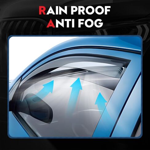 واقيات النافذة الجانبية من VEHICODE واقيات المطر لسيارة Toyota Camry 2018-2023 2022 2021 2020 2019، مظلة الرياح مع حواف من الكروم وإكسسوارات السيارة الخارجية (4 عبوات) in Kuwait