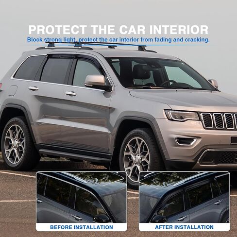 MotorFansClub 4PCS Window Visor Vent Fit for Jeep Cherokee 2014 2015 2016-2020 2021 2022 2023 Window Deflectors Sun Rain Guard All Black in Saudi Arabia