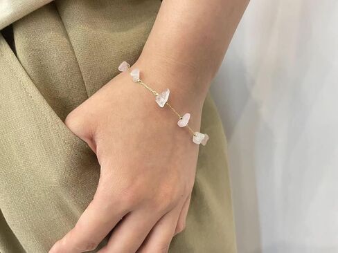 Gold Beaded Bracelets for Women, Handmade Healing Crystal Chip Beads Bracelet Natural Gemstones Bracelet Gold Chains Bracelet Adjustable in Kuwait