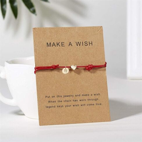 Love Heart Constellation Bracelet for Women Handmade Braided Rope Round Disc Coin Zodiac Bracelet Charm Fashion Red String Friendship Bracelet Jewelry in Saudi Arabia