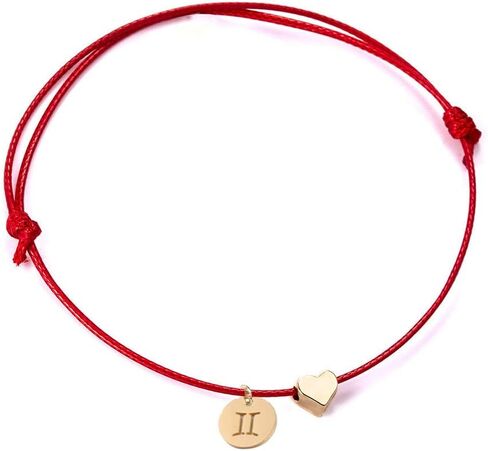 Love Heart Constellation Bracelet for Women Handmade Braided Rope Round Disc Coin Zodiac Bracelet Charm Fashion Red String Friendship Bracelet Jewelry in Saudi Arabia