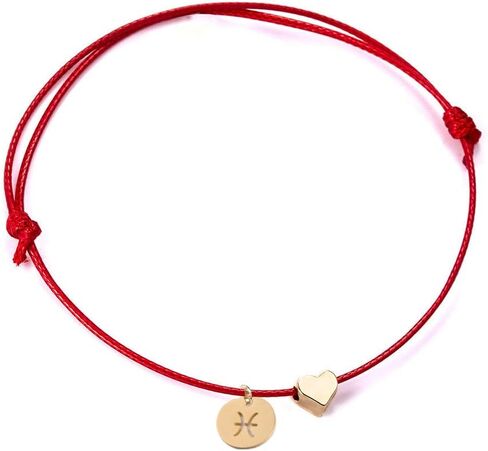 Love Heart Constellation Bracelet for Women Handmade Braided Rope Round Disc Coin Zodiac Bracelet Charm Fashion Red String Friendship Bracelet Jewelry in Saudi Arabia