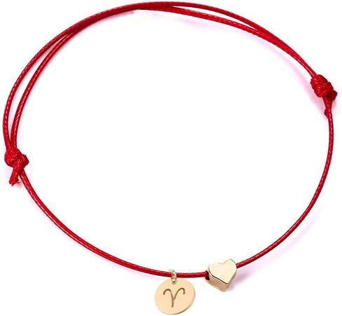 Love Heart Constellation Bracelet for Women Handmade Braided Rope Round Disc Coin Zodiac Bracelet Charm Fashion Red String Friendship Bracelet Jewelry in Saudi Arabia