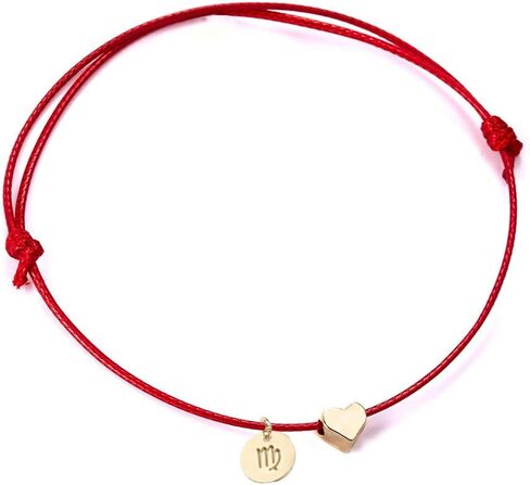 Love Heart Constellation Bracelet for Women Handmade Braided Rope Round Disc Coin Zodiac Bracelet Charm Fashion Red String Friendship Bracelet Jewelry in Saudi Arabia