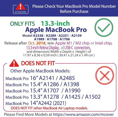 mCover Hybrid case Compatible ONLY for 2016-2023 13.3" MacBook Pro A2338 (M1 | M2 chip) A2289 A2251 A2159 A1989 A1706 A1708 (with All USB-C Ports) - White in Saudi Arabia