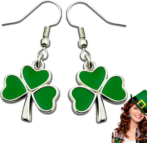 أقراط عيد القديس باتريك للنساء أقراط قلادة شامروك خضراء أقراط قلادة محظوظة بأربع أوراق البرسيم أقراط قلادة شامروك أيرلندية لطيفة إكسسوارات يوم القديس باتريك هدايا الأعياد الأيرلندية in Kuwait