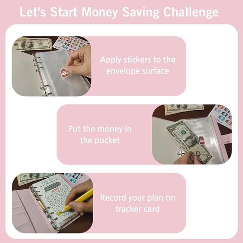 مجموعة مجلد توفير المال، مجلد ميزانية A6 مع مغلفات، مجلد تحدي توفير المال لمدة 52 أسبوعًا مع مغلفات نقدية، ملصقات وأجهزة تتبع بقيمة 1378 دولارًا أمريكيًا in Kuwait